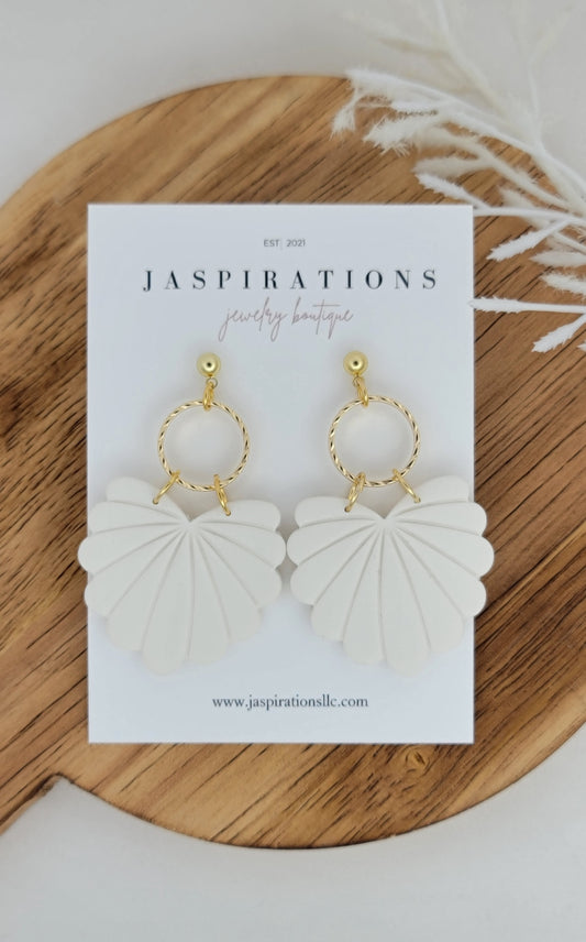 White Fan Statement Dangles