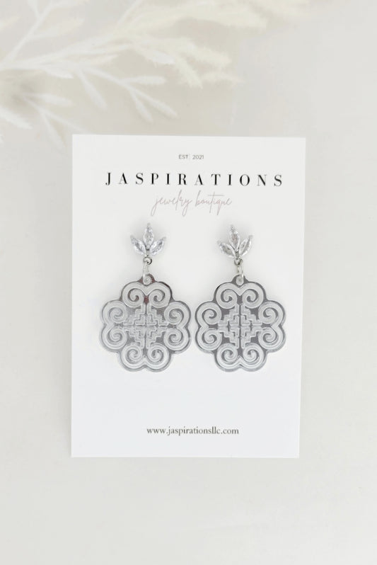 Silver Acrylic Heritage Earrings