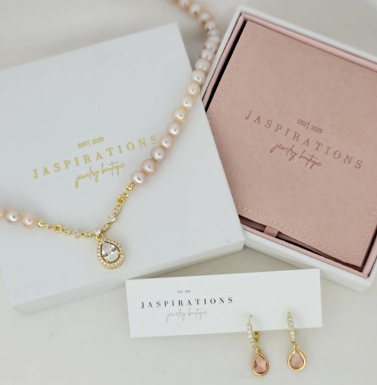 Genuine Natural Peach Pink Freshwater Pearl Set 1