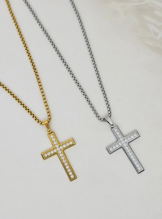 Men's Cubic Zirconia Cross Necklace