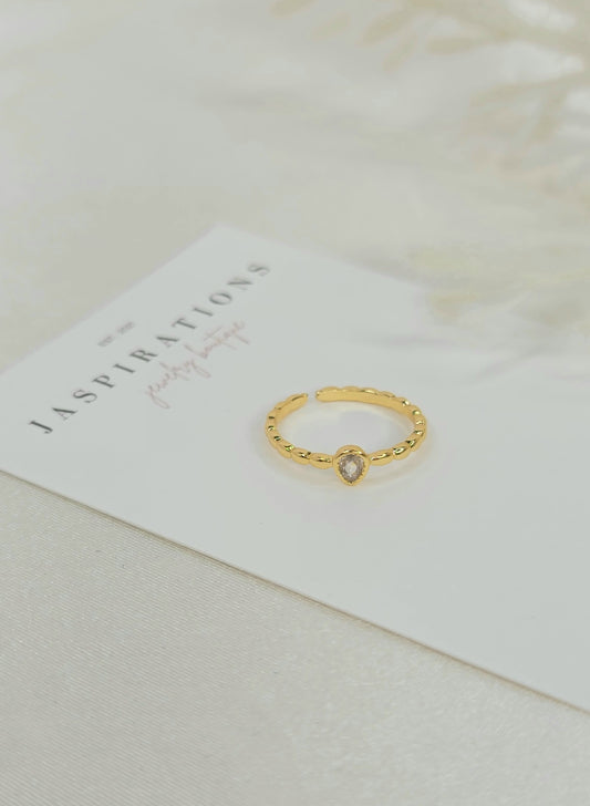Dainty Pear Shaped CZ Adjustable Ring