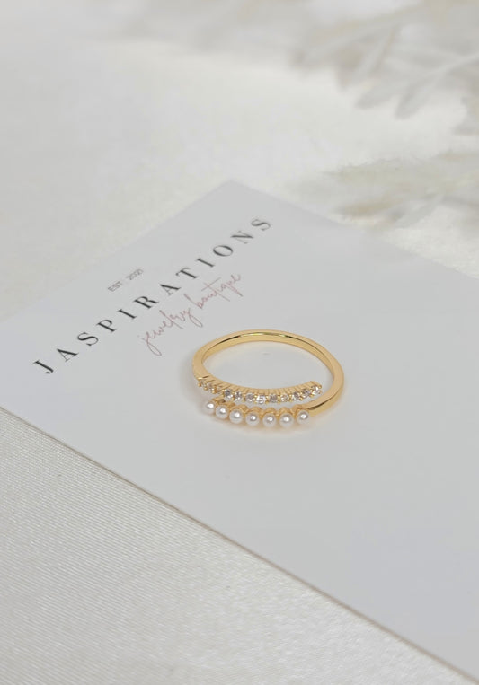 Pearl/CZ Wrap Adjustable Ring