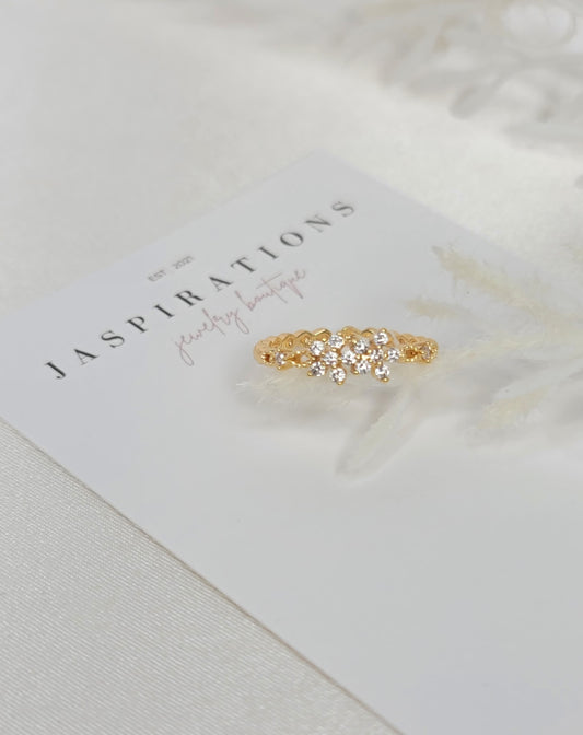 Floral CZ Adjustable Ring