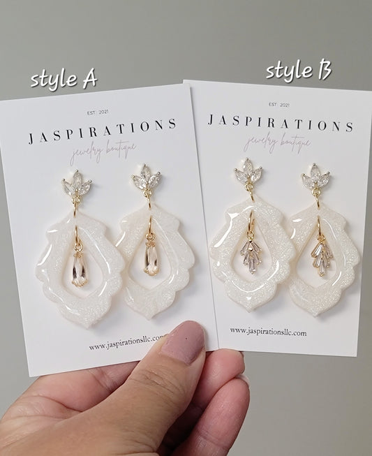 White Gem Earrings