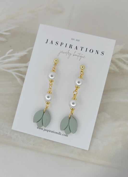 Sage Pearl Bloom Earrings