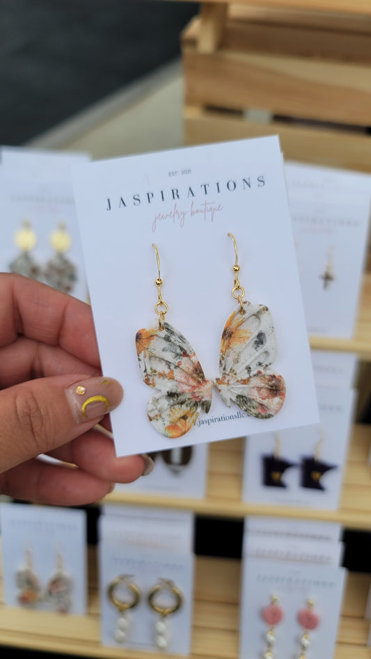Floral Clay Butterfly Earrings