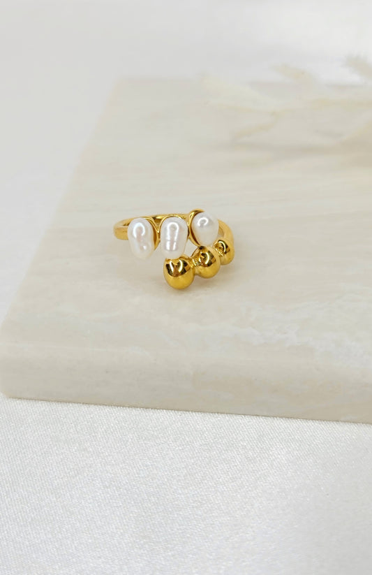 Gold & Pearl Wrap Ring