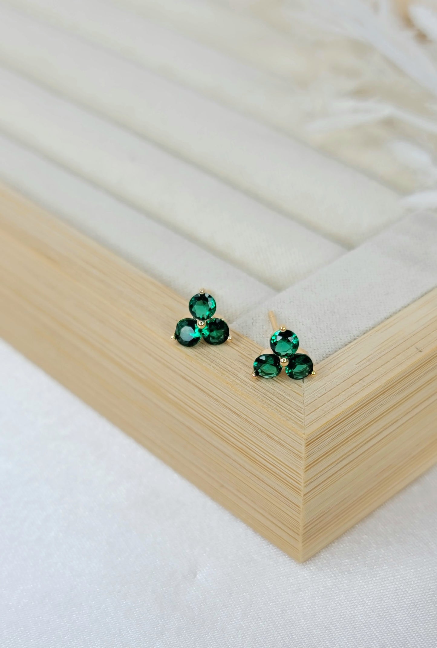 Emerald Flower Studs