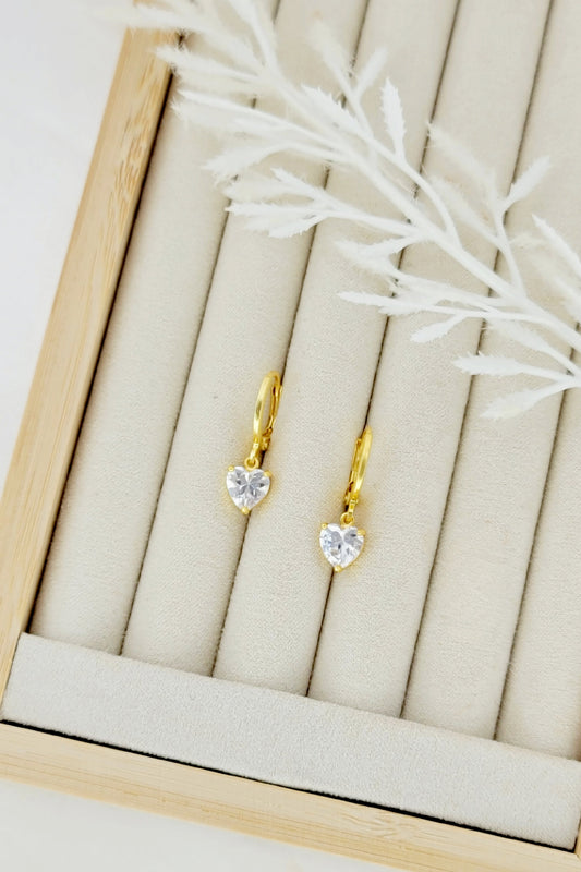 Crystal Heart Huggies