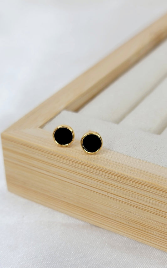 Gold and Black Round Studs