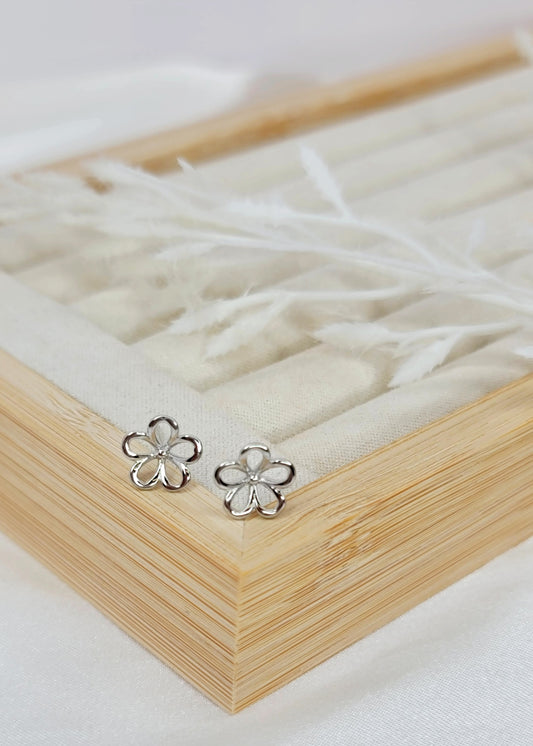 Silver Flower Studs