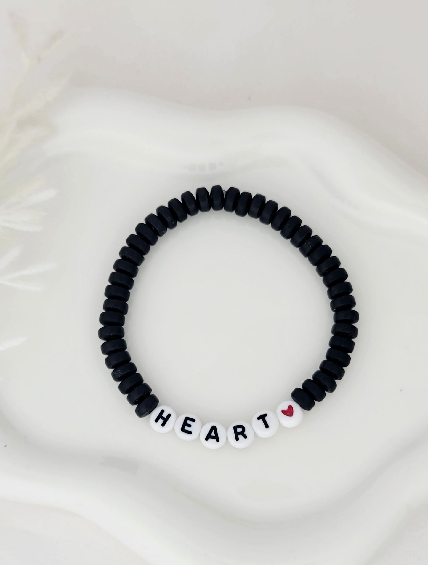 Heart - Black Rubber Beads