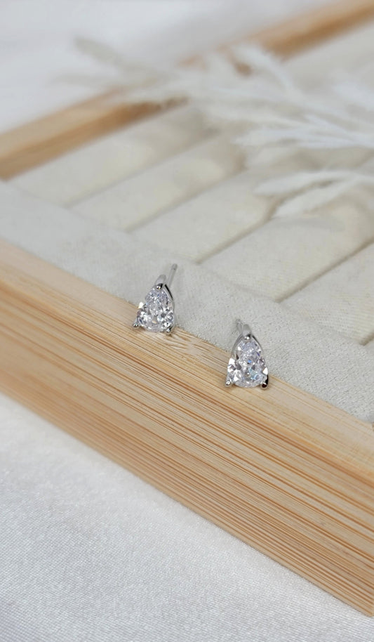 Silver Teardrop Studs