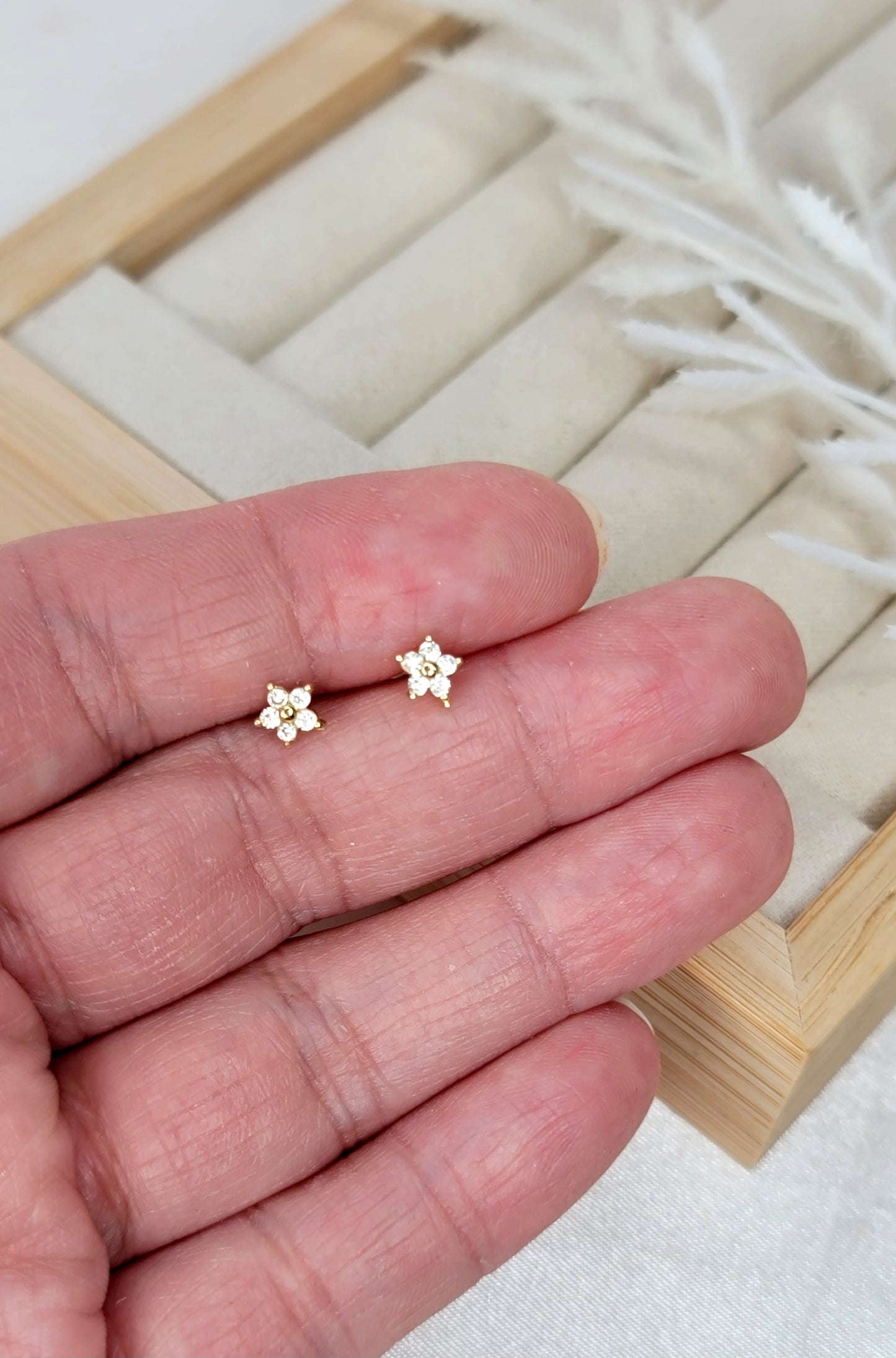Mini CZ Flower Studs