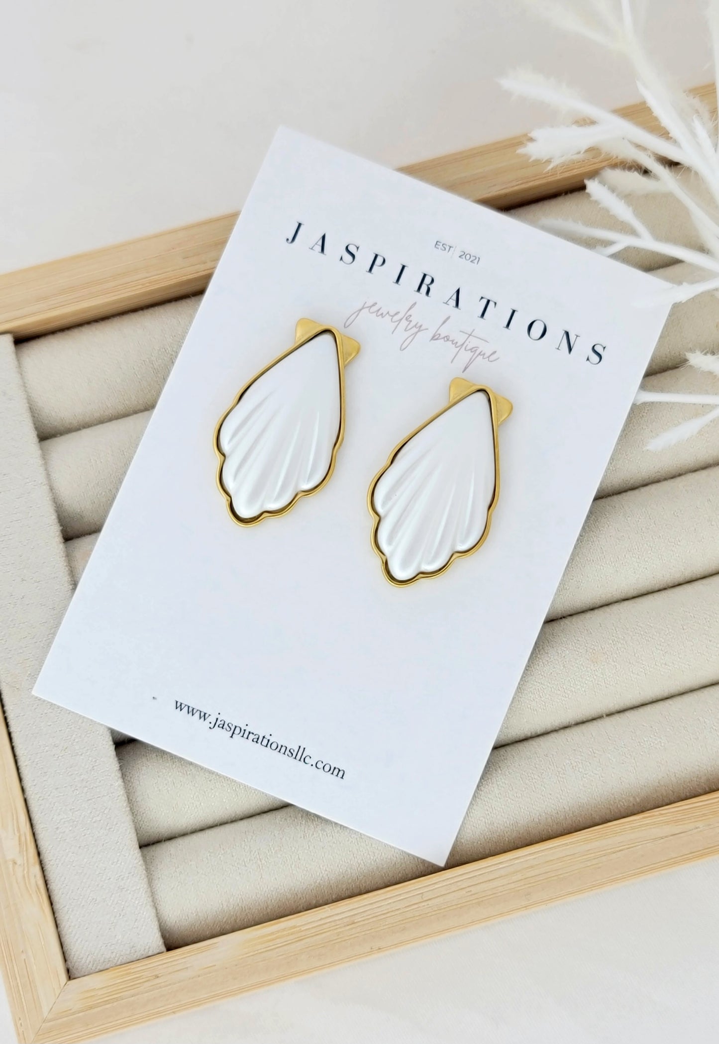 White Shell Studs
