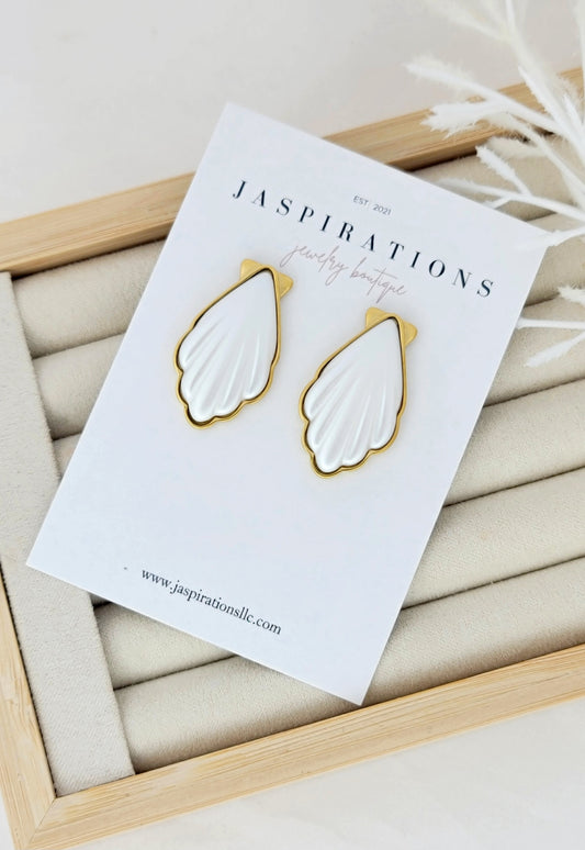 White Shell Studs