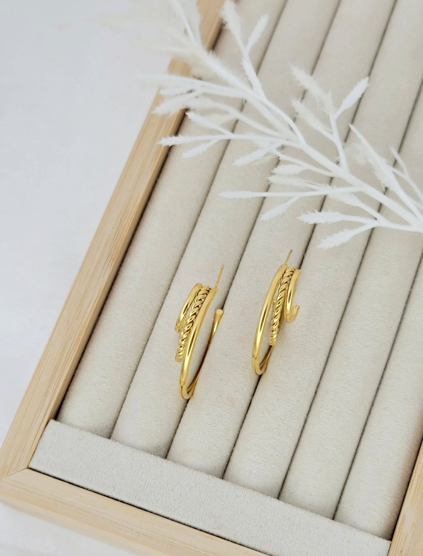 Triple Gold Hoops