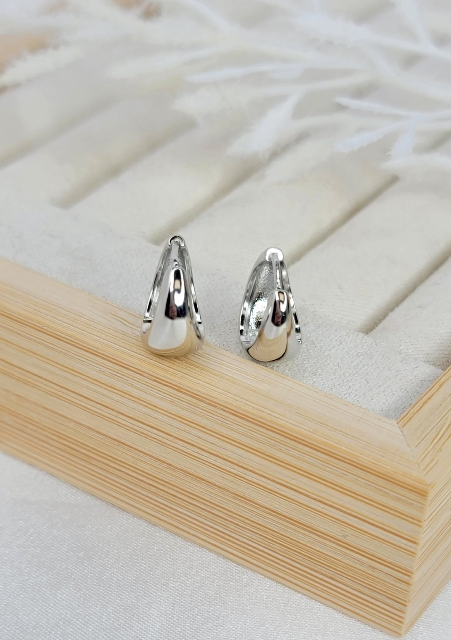 Silver Teardrop Huggies