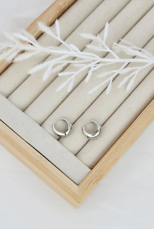 Silver Teardrop Huggies