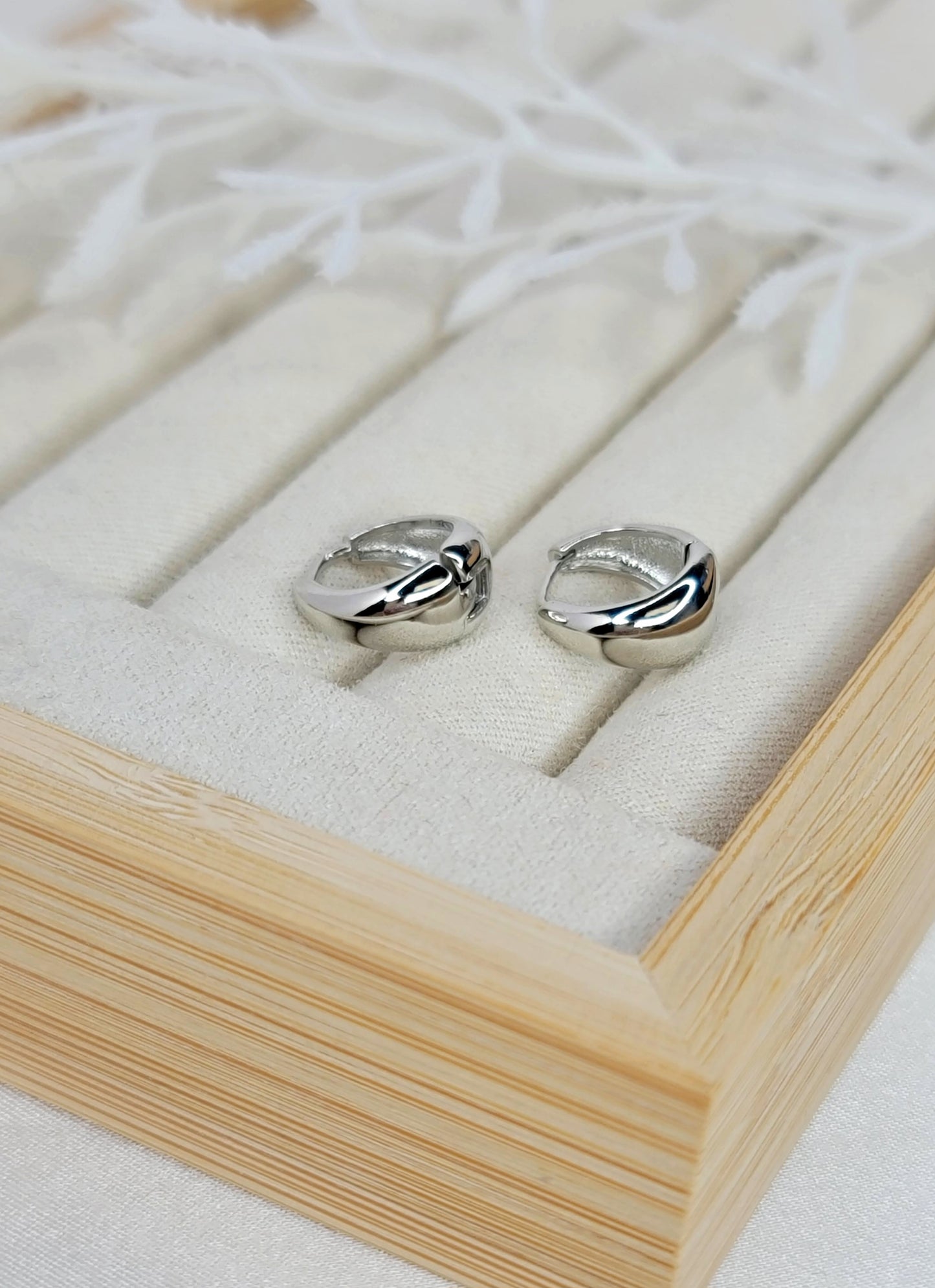 Silver Teardrop Huggies