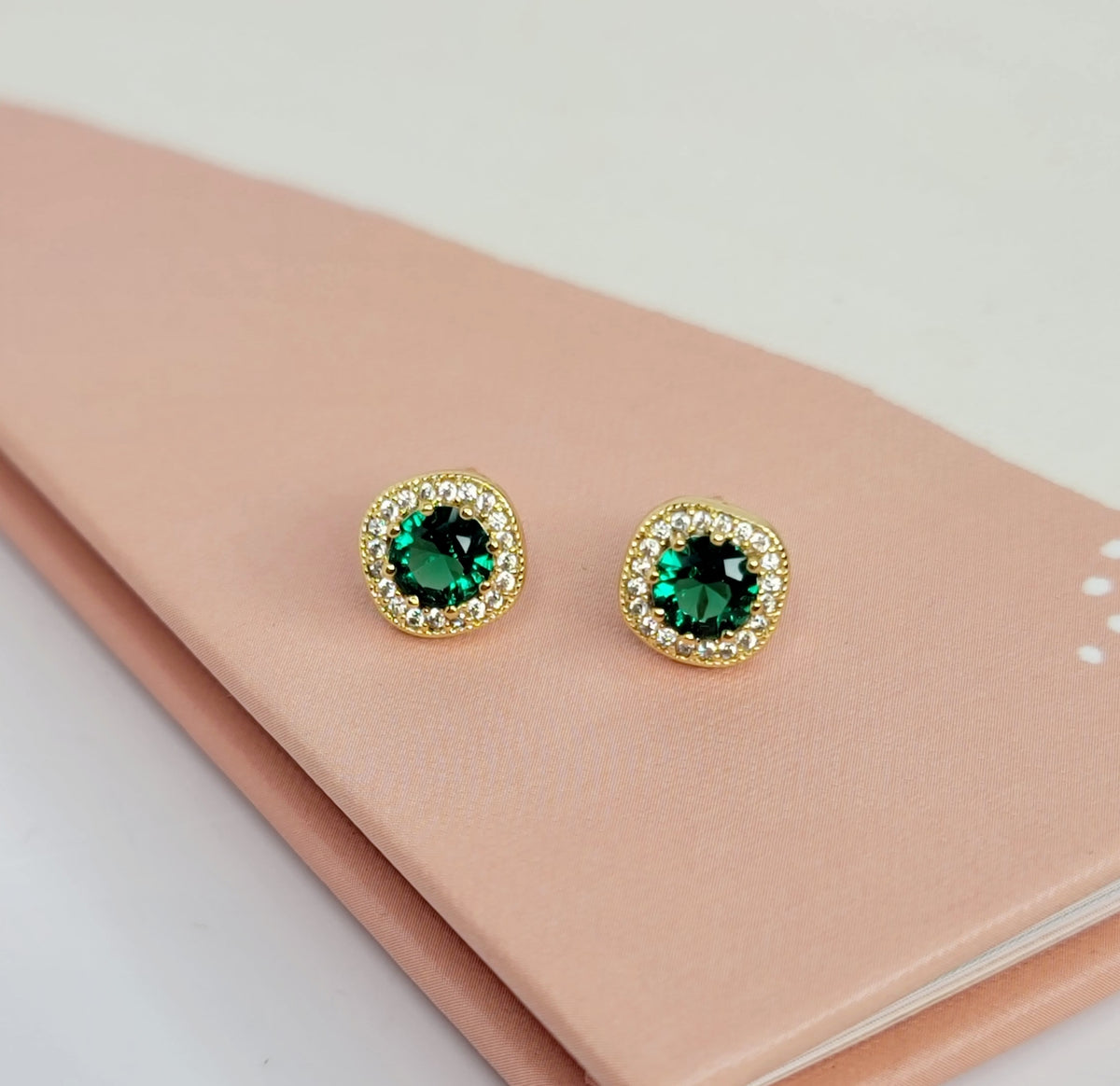 Emerald Halo Studs