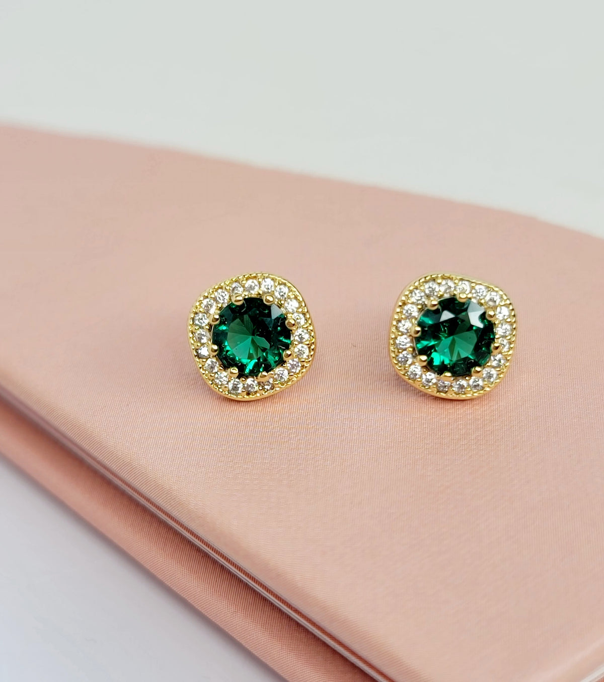 Emerald Halo Studs