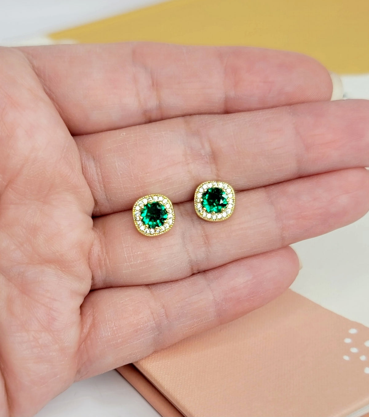 Emerald Halo Studs