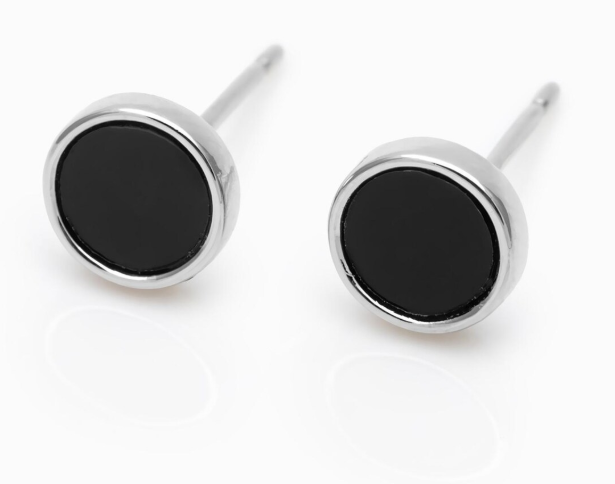 Round Silver & Black Studs