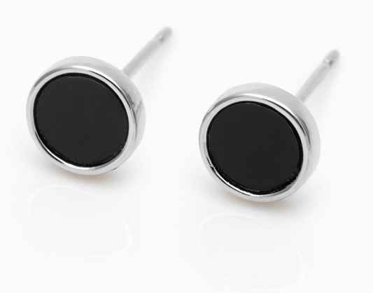 Round Silver & Black Studs