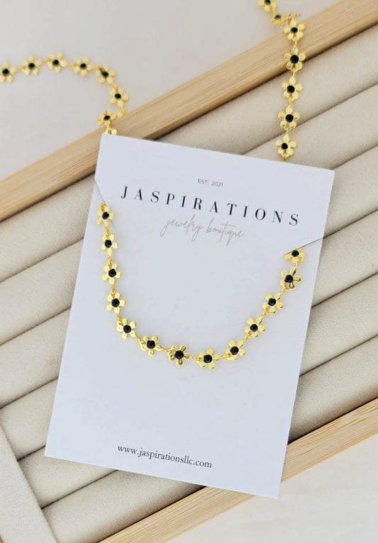 Black Floral Necklace