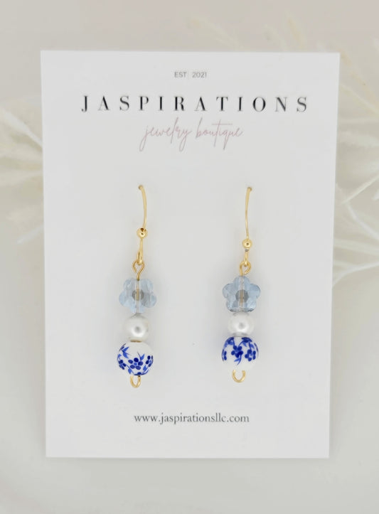Blue Beaded Earrings