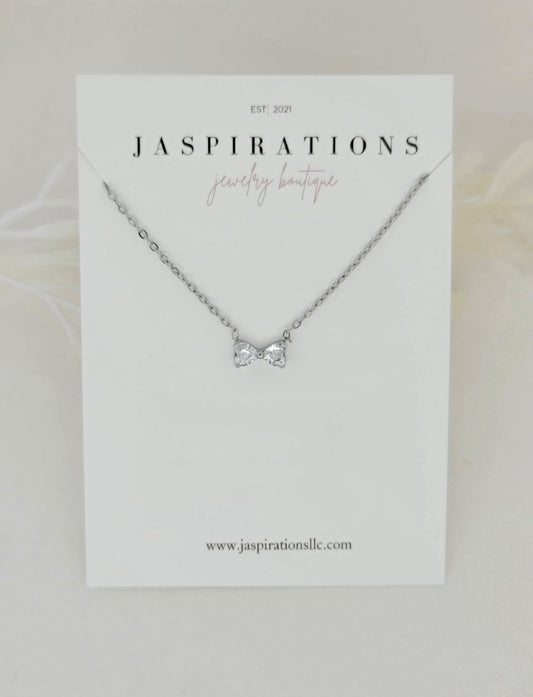 Silver Dainty Bow Necklace