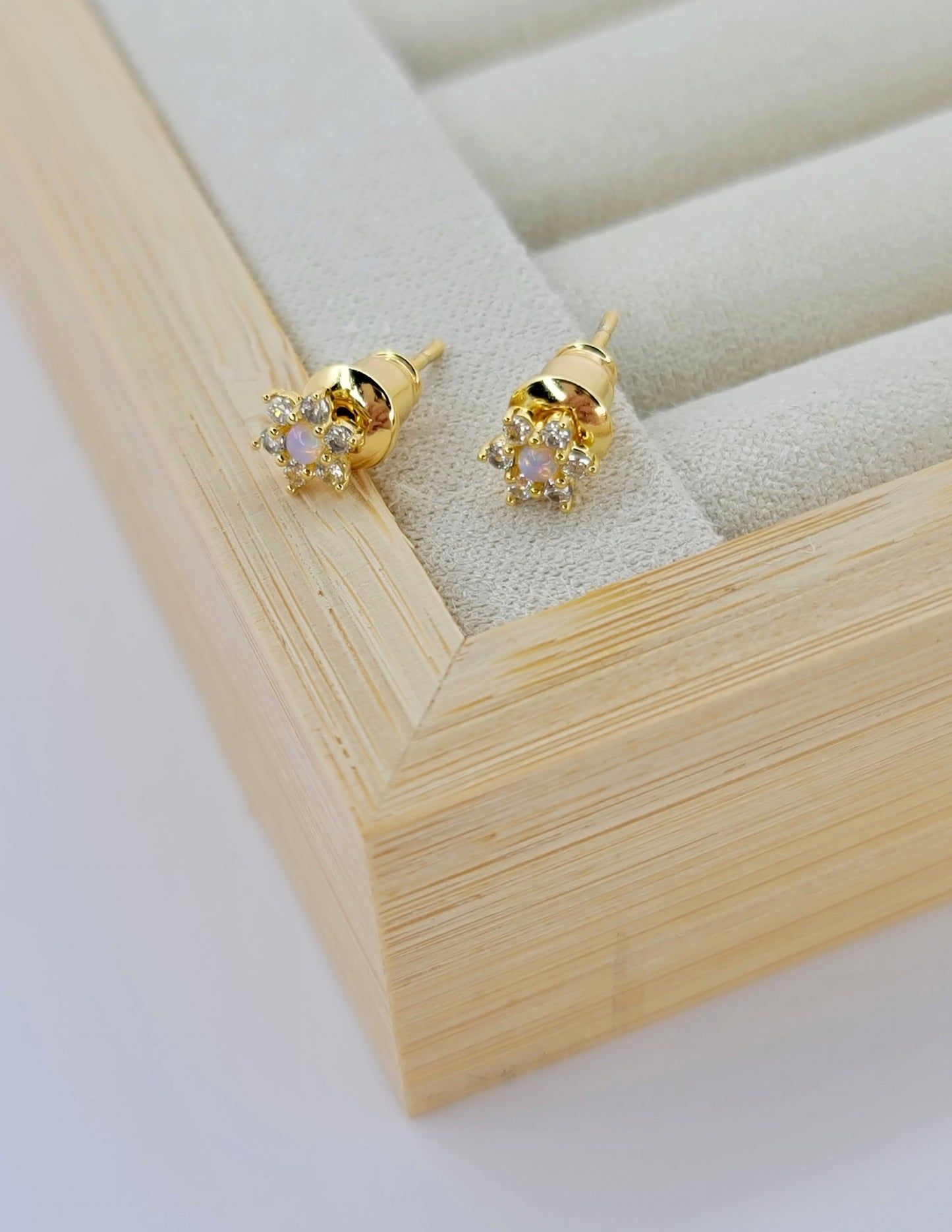 Opal Flower Studs