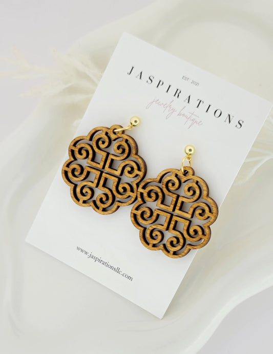Wooden Ram Studs - Gold Ball Studs