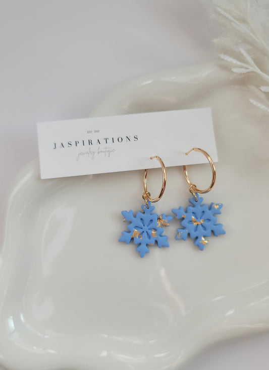 Blue Snowflake Hoops