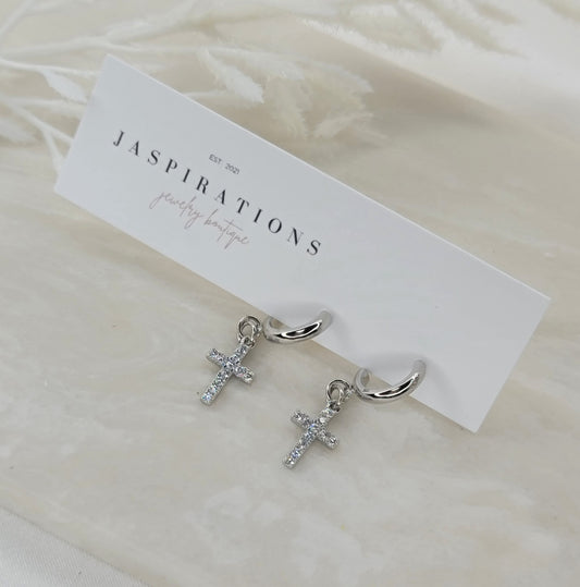 Silver Cross Mini Hoops