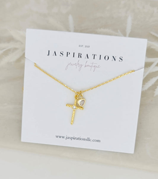 Mini Cross & Heart Necklace