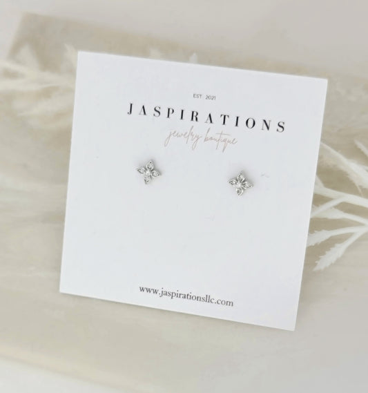 Silver Flower Studs