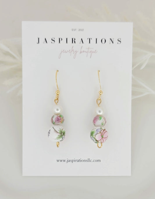 Pink Beaded Earrings