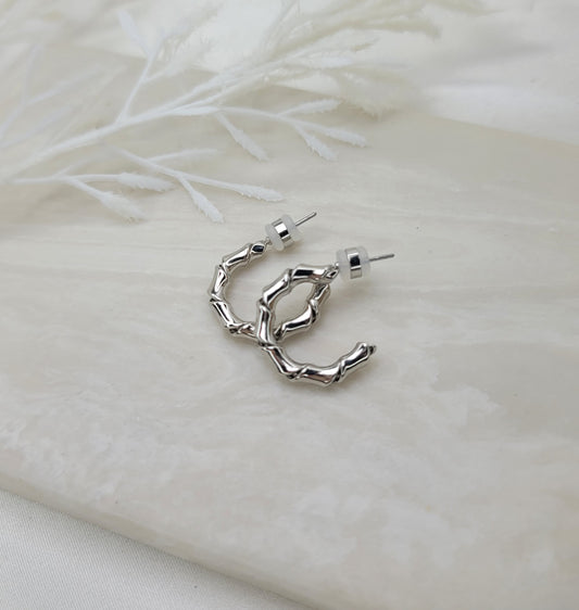 Silver Twist Hoops
