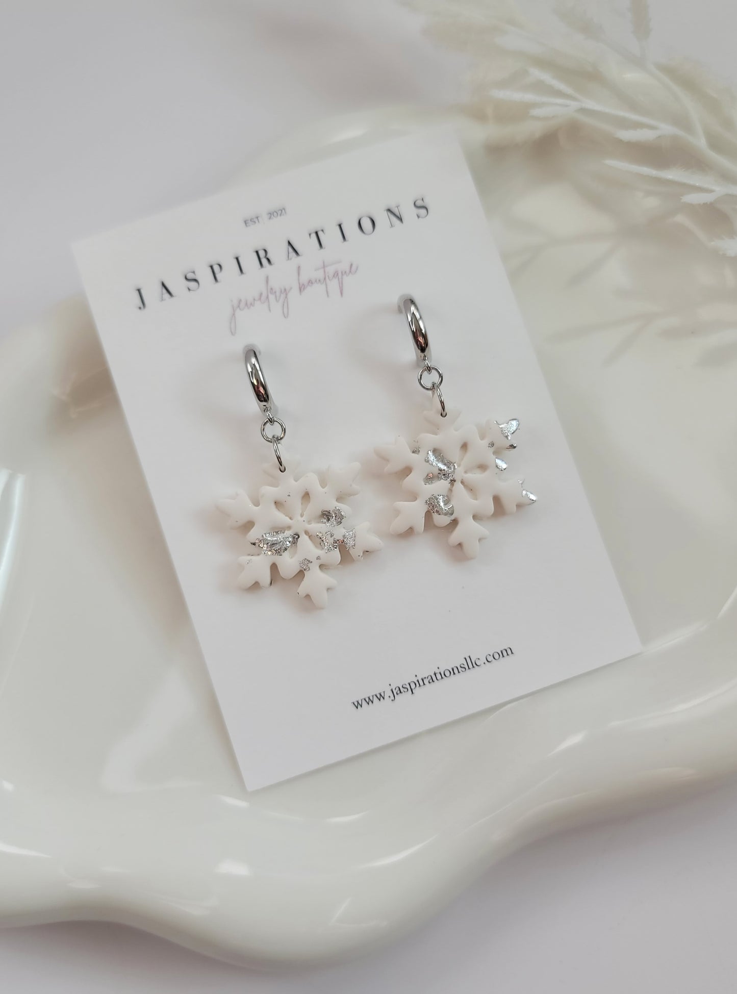 White Snowflake Mini Hoop