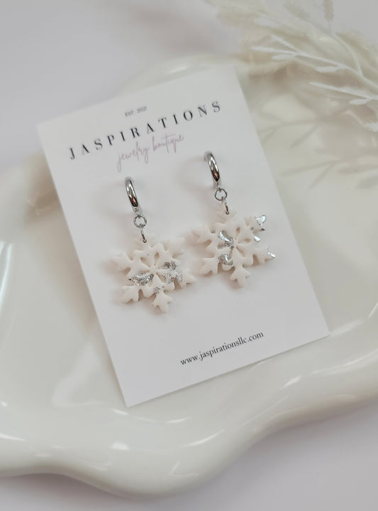 White Snowflake Mini Hoop