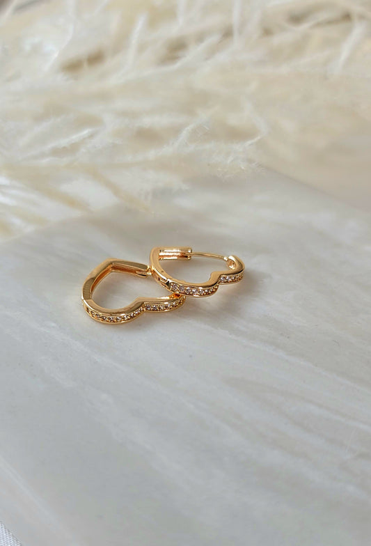 CZ Filled Heart Huggies